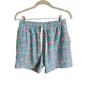 Chubbies Men's sz S Flamingo Print Swim Trunks Pink Blue 5.5"